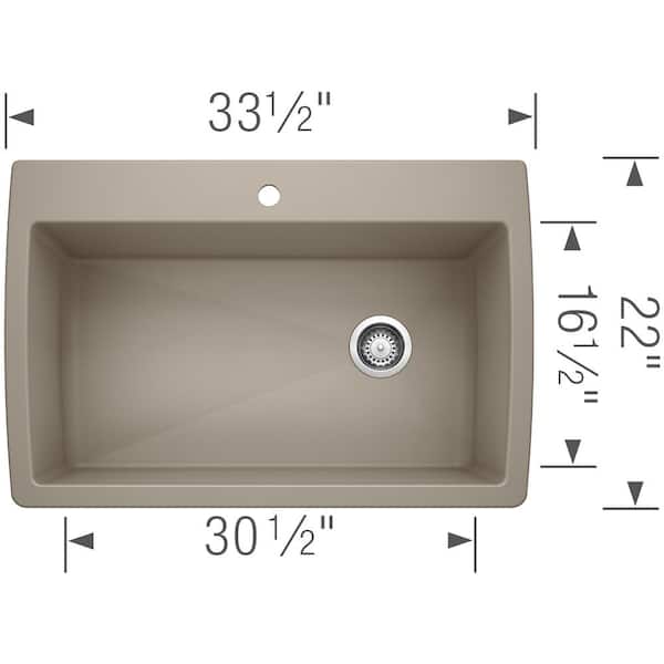 Blanco - DIAMOND Silgranit Dual Mount Granite Composite 33.5 in. 1-Hole Single Bowl Kitchen Sink in Truffle
