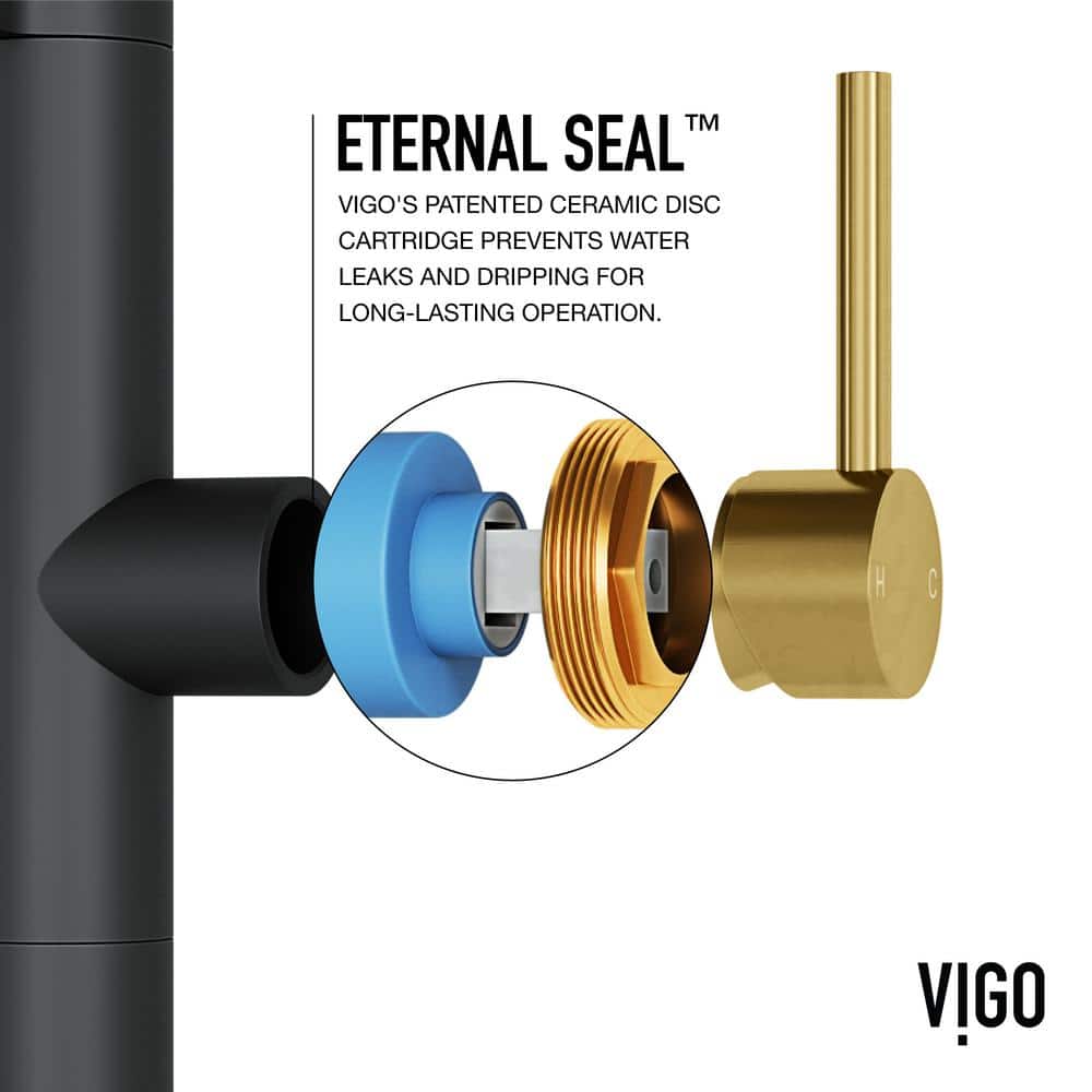 Edison Pro 20" Gold and Black Stainless Steel Pull-Down Kitchen Faucet