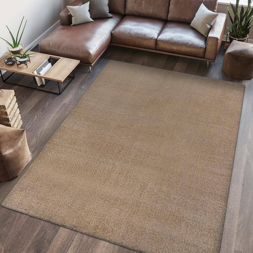 Brown Synthetic 4' x 6' Washable Reversible Area Rug