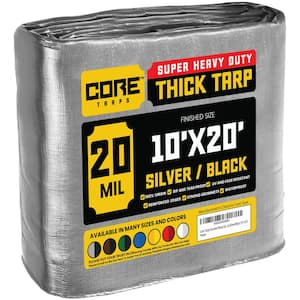 10 ft. x 20 ft. Silver/Black 20 Mil Heavy Duty Polyethylene Tarp, Waterproof, UV Resistant, Rip and Tear Proof