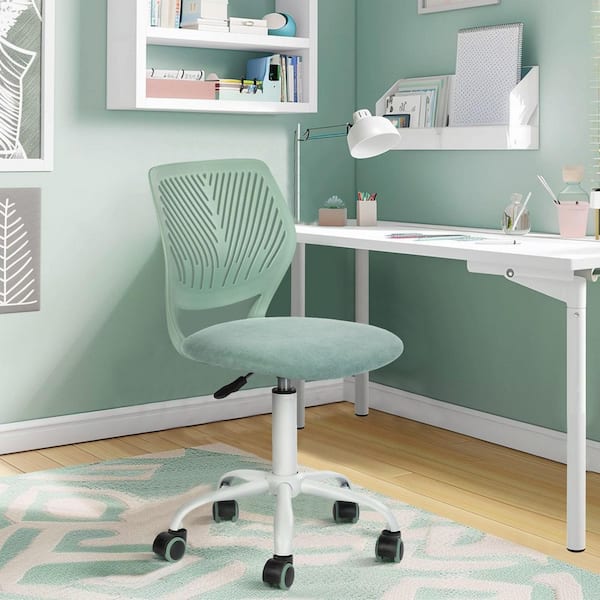 Homy Casa CARNAT Kids Desk Chair Adjustable Swivel Chair with Lumbar Support and Cushioned Seat in Light Gray and Green (Set of 2)