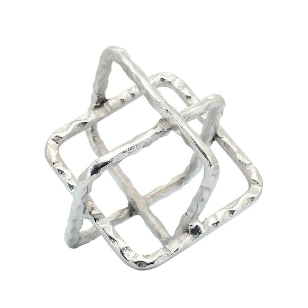 Liv & Skye Silver 6 in. x 7 in. Metal Square Orb Sculpture