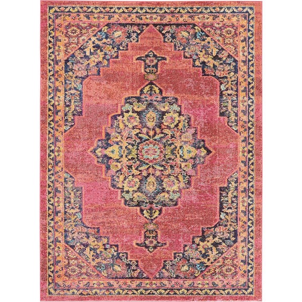 Nourison Passionate Pink/Flame 5 ft. x 7 ft. Persian Vintage Area Rug