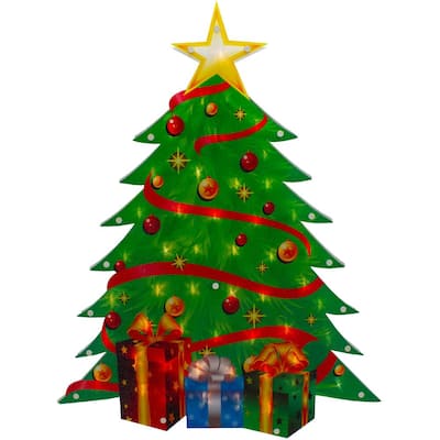 23 in. Lighted Christmas Tree Window Silhouette