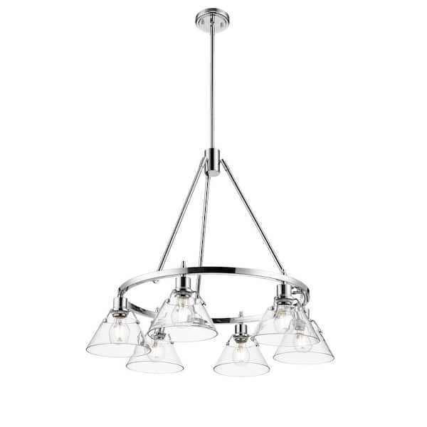 Golden Lighting Orwell 6-Light Chrome and Clear Glass Chandelier 3306-6 ...