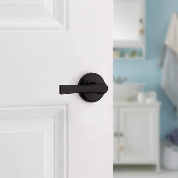 Katella Matte Black Privacy Bed/Bath Door Handle with Microban