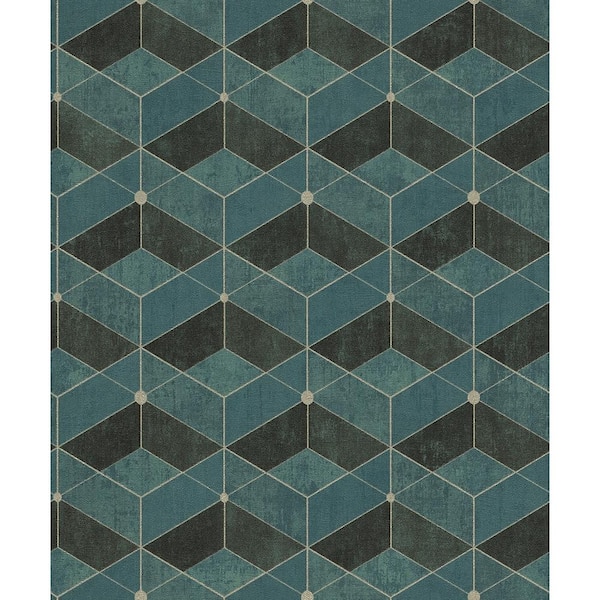 Advantage Blue Muir Teal Geo Wallpaper Sample