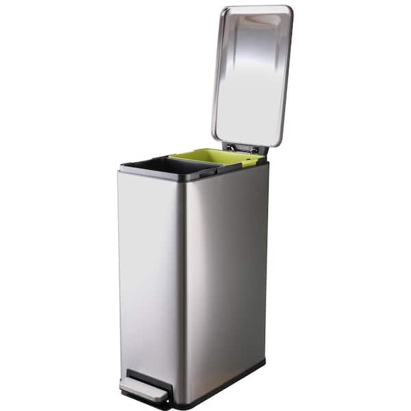 Slim Design Dual Trash and Recycling Bin, 2 x 6 Gal