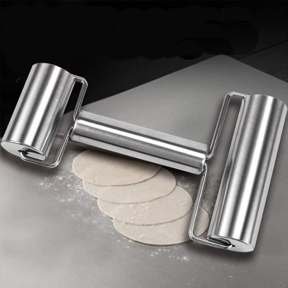 LAIFUCAM Stainless Steel Double Roller Pastry Pizza Dough Baker Rolling ...