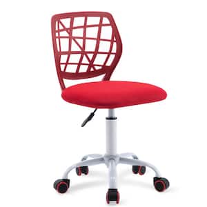 Red Mesh Ergonomic Swivel Armless Kids Study Chair with Adjustable Height