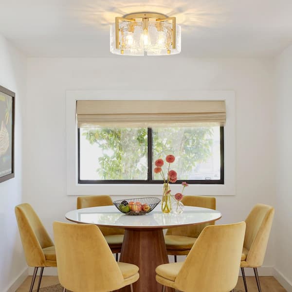 ZSMIHDOH 18.5 in. 4-Light Modern Gold Drum Flush Mount Ceiling