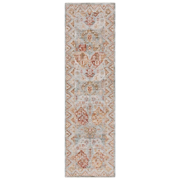 Hamilton 2 ft. x 8 ft. Blue/Gold Rust Chevron Border Runner Rug