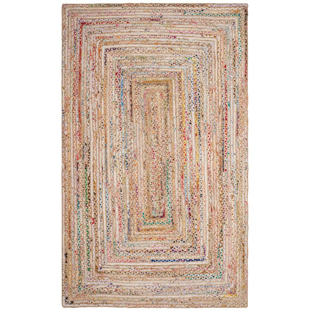 Boho-Chic Cape Cod Hand-Knotted Cotton Area Rug, 6' x 9', Beige/Multi
