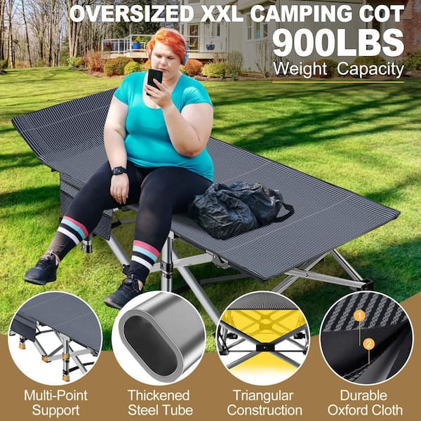 BOZTIY Oversized XXL Folding Camping Cot with Mat for Adults 78 in