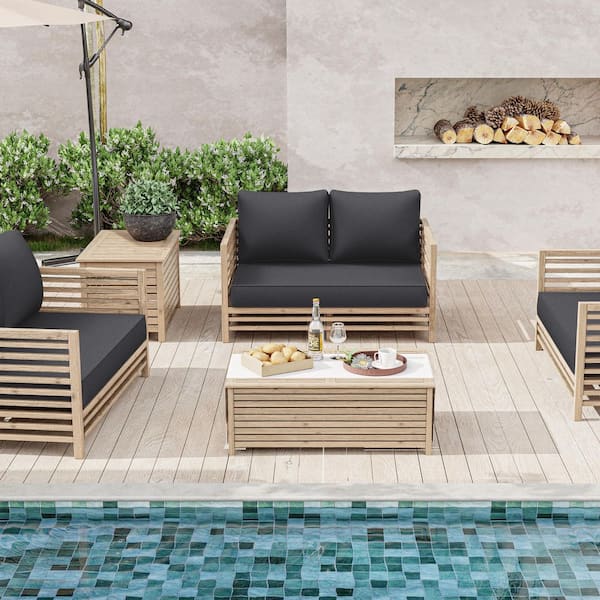 46 in. x 26 in. Outdoor Patio Replacement Loveseat Cushion Set with Backrest Grey