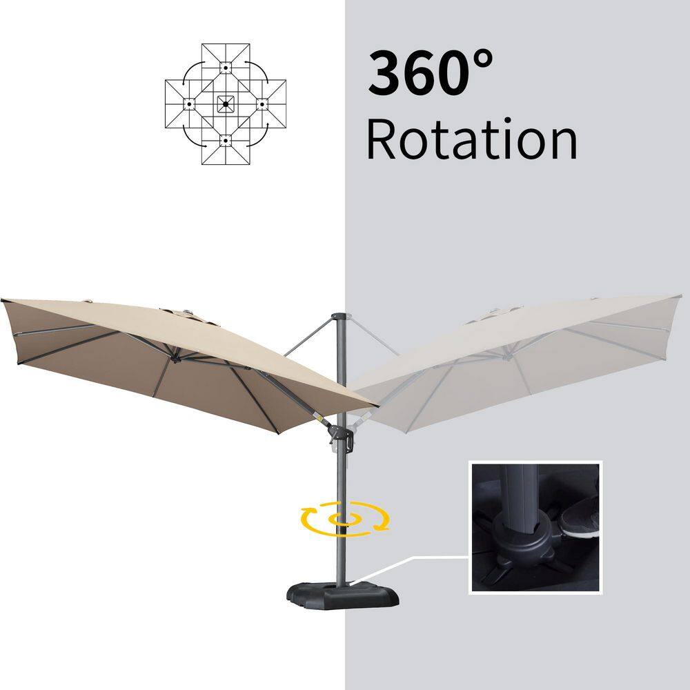 8 ft. Taupe Square Cantilever Patio Umbrella with Gray Aluminum Pole