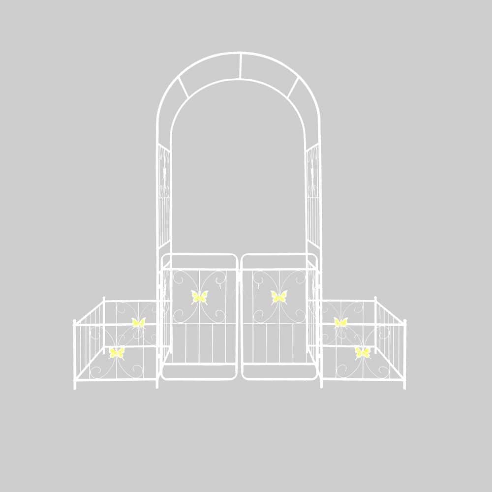 86.6 in. Cream White Metal Garden Arch Trellis with Gate Climbing Plants Support Rose Arch price history on PriceWatchPro