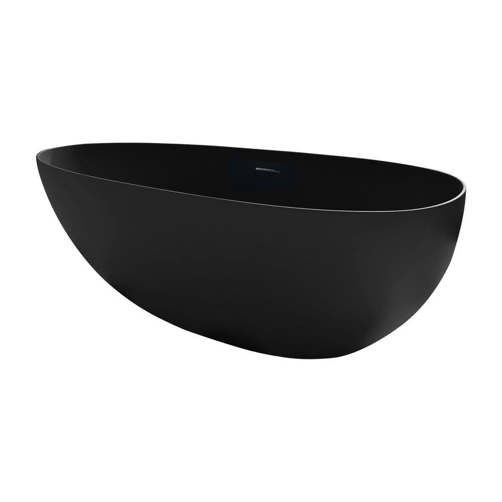 Matte Black 67'' Solid Surface Freestanding Soaking Bathtub