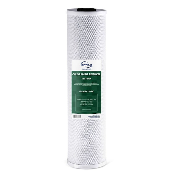 Whole House Water Filter Reduces Chloramine, Chlorine, Taste and Odor, 20 in. x 4.5 in., SGS-Tested, Model: FC25B-NC