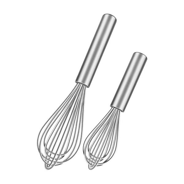 Silver Stainless Steel Whisk, No-Rust 7 in. 9 in. 11 in. Whisks for cooking Nice for Blending Whisking, Dishwasher Safe