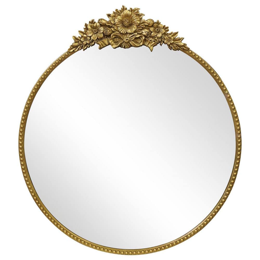 24 in. Round Retro Gold Baroque Metal-Framed Decorative Wall Mirror for Entryway and Vanity price history on PriceWatchPro