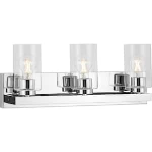 Goodwin Collection 21 in. 3-Light Polished Chrome Modern Vanity Light with Clear Glass for Bathroom