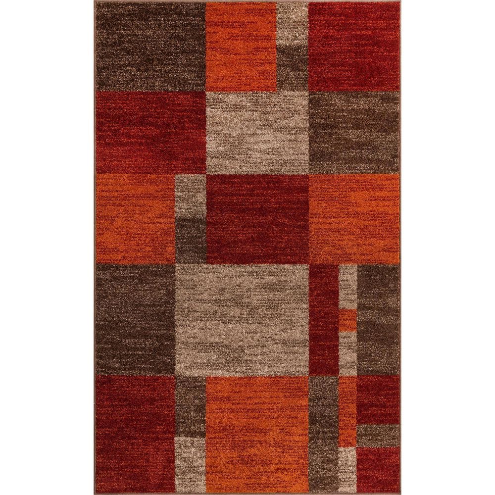 Wool area rug, 'Autumn Geometry' (2.5x4.5)