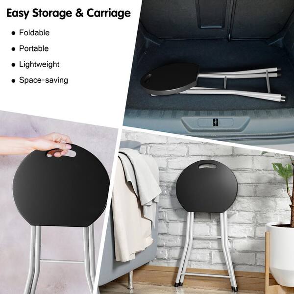 Costway 28 in. Black Backless Metal Sturdy Frame Portable