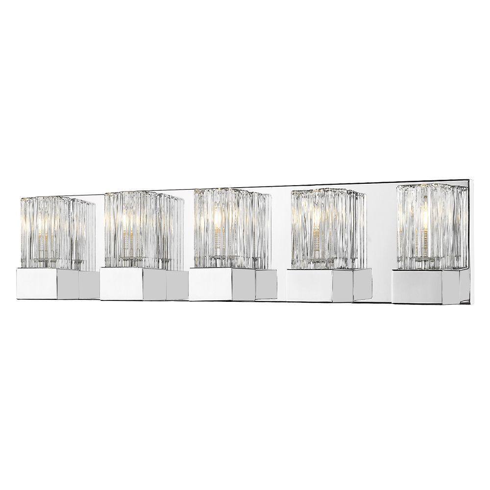 UPC 685659143126 product image for Filament Design 34 in. 5-Light Chrome Vanity Light with Clear Ribbed and Frosted | upcitemdb.com