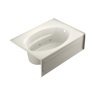 PROJECTA 60 in. x 42 in. Acrylic Right Drain Oval in Rectangle Alcove Whirlpool Bathtub with Heater in Oyster