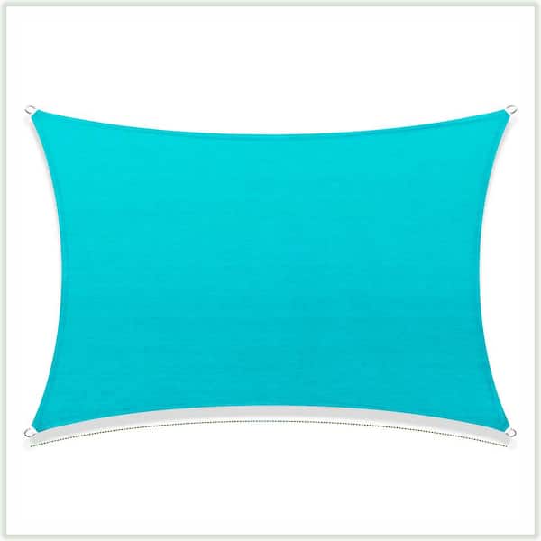COLOURTREE 8 ft. x 16 ft. 190 GSM Turquoise Rectangle Sun Shade Sail Screen Canopy, Outdoor Patio and Pergola Cover