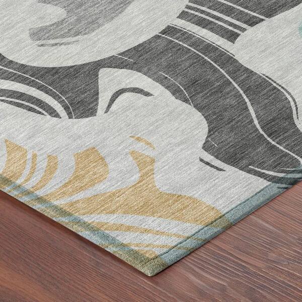 Chantille Machine Washable Indoor/Outdoor Abstract ACN2852 Silver 2 ft. x 3 ft. Accent Rug