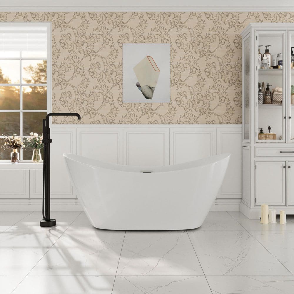 67 in. x 30 in. Double Slipper Oval Shape Acrylic Freestanding Soaking Bathtub with Pop up Drain in White price history on PriceWatchPro