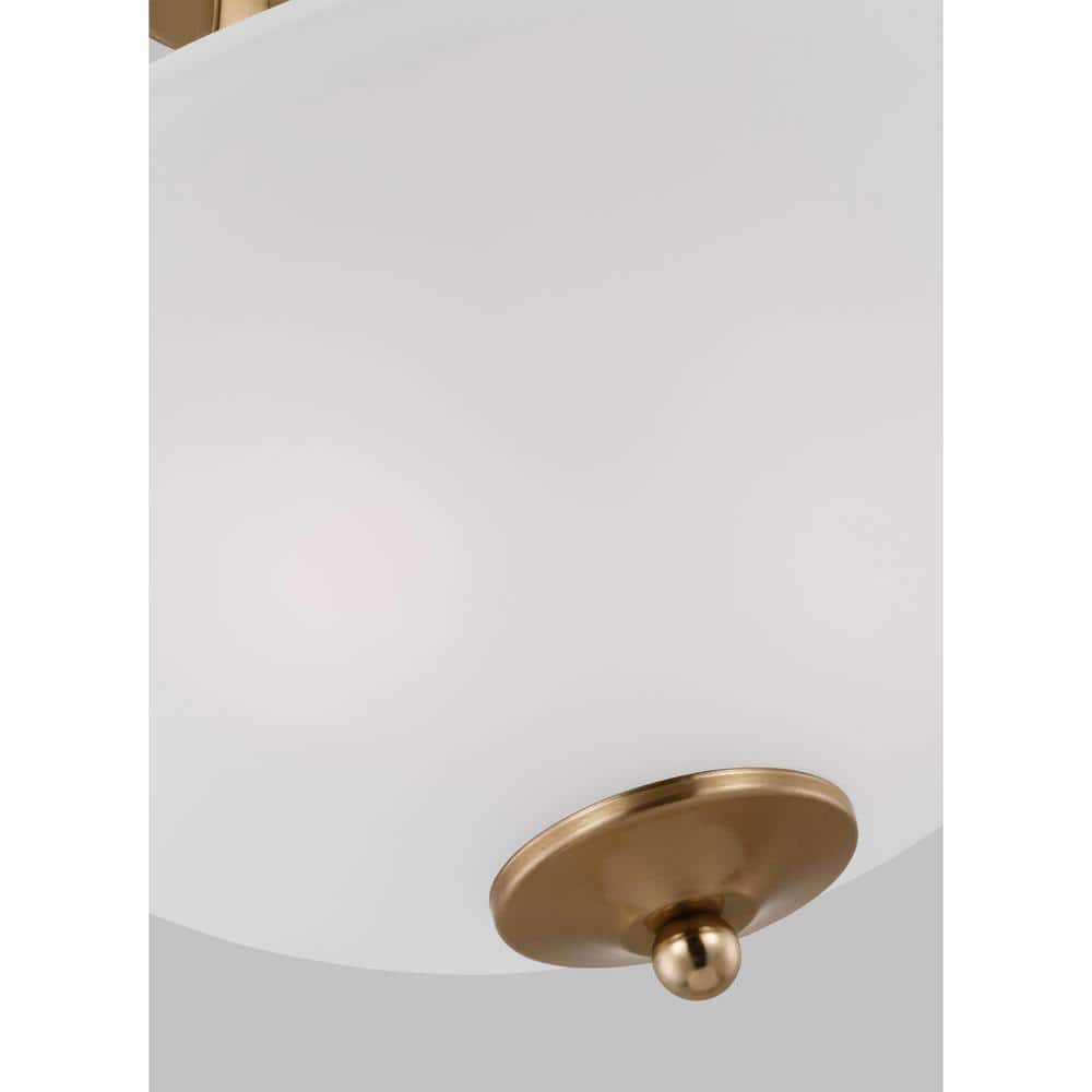 Satin Brass Geary 2-Light Bowl Pendant with Etched Glass