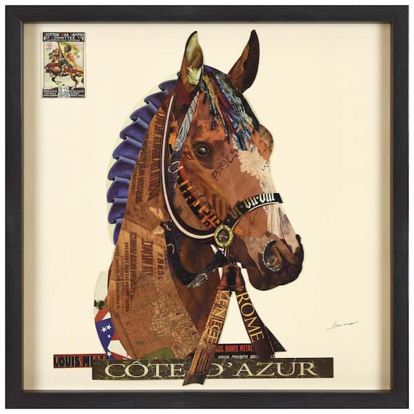 Empire Art Direct Graceful Gallop Alex Zeng's Dimensional Art Collage, Under Glass and Black Sadow Box Frame, 25 in. x 25 in.