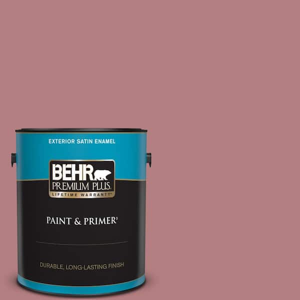 BEHR PREMIUM PLUS 1 gal. #T14-15 Minuet Rose Satin Enamel Exterior Paint & Primer