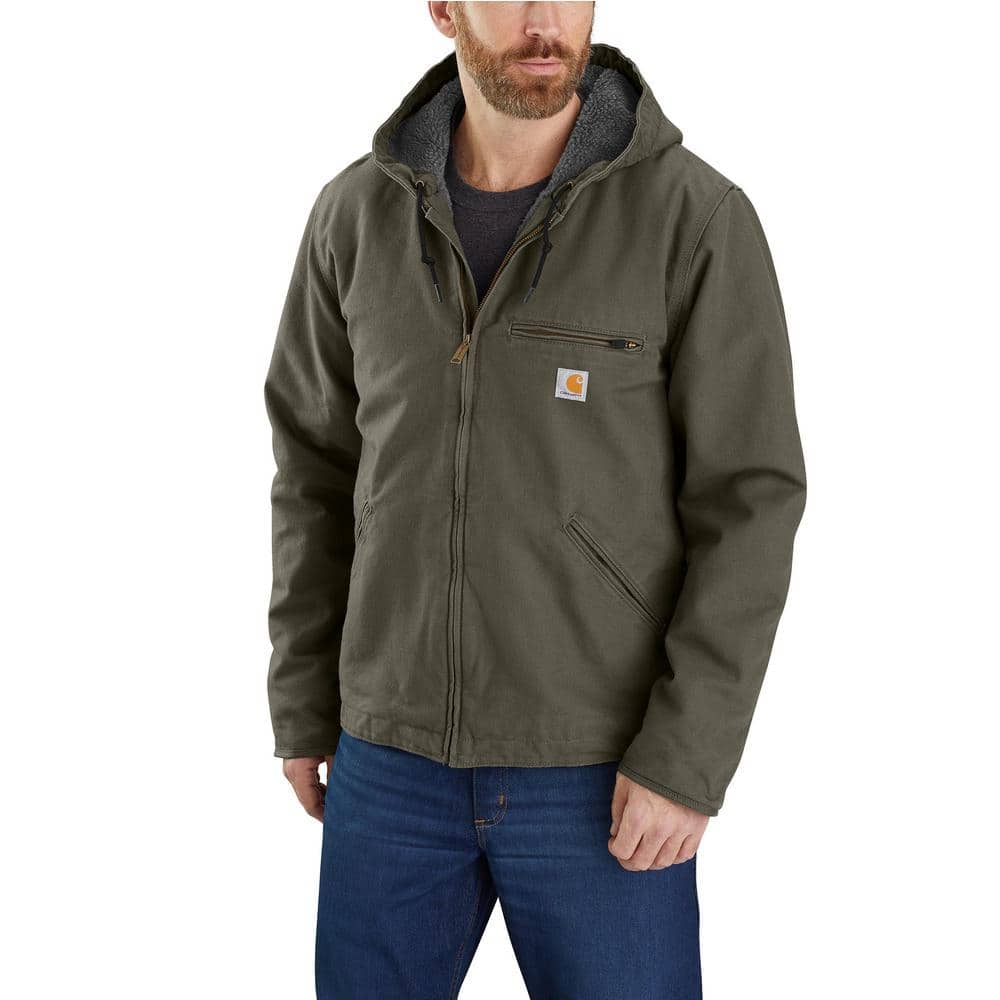 Carhartt Men's Large Tall Moss Cotton Relaxed Fit Washed Duck Sherpa ...