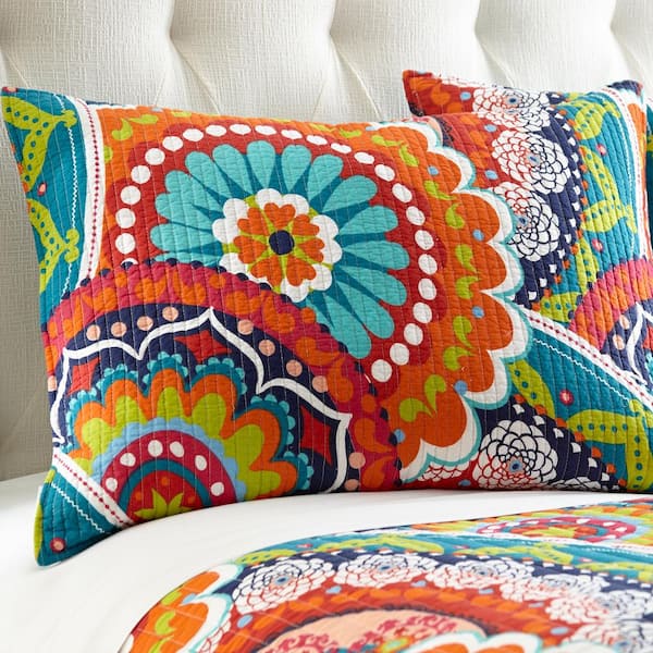 LEVTEX HOME Serendipity 3-Piece Multicolor Floral Mandala Cotton Full/Queen  Quilt Set L40500QS - The Home Depot