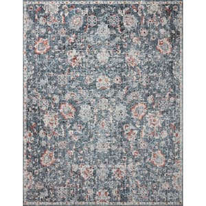 Cassandra Blue/Rust 7 ft. 10 in. x 10 ft. Oriental 100% Polypropylene Pile Area Rug