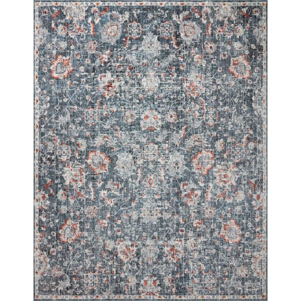 LOLOI II Cassandra Blue/Rust 7 ft. 10 in. x 10 ft. Oriental 100% Polypropylene Pile Area Rug