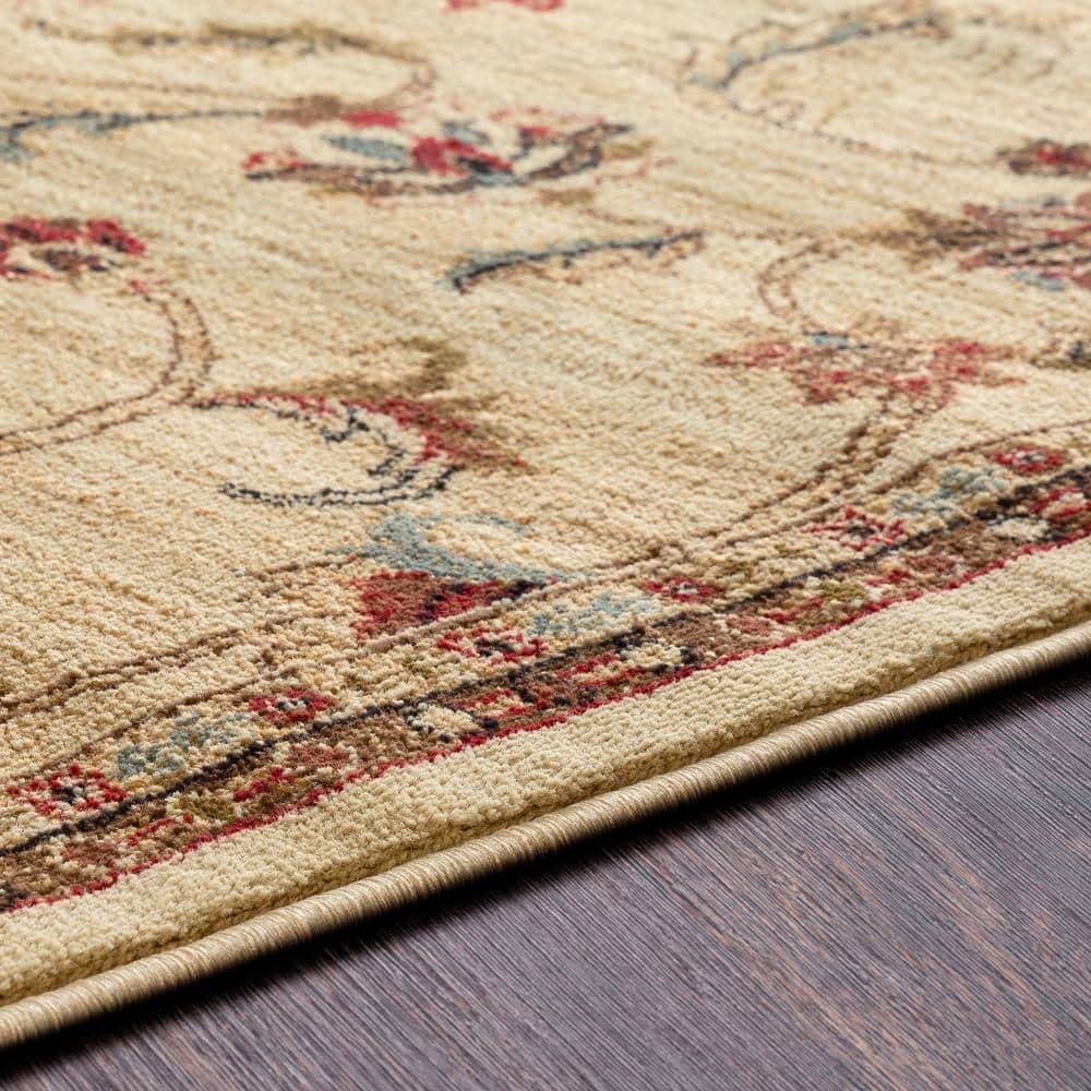 Sabin Beige Rectangular Synthetic Oriental Area Rug, 12' x 14'11"