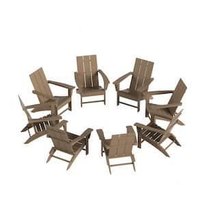 Shoreside Weatherwood 8-Piece HDPE Plastic Patio Conversation Set