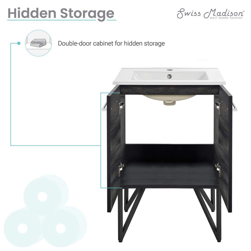 Annecy 24" Black Walnut Freestanding Bathroom Vanity