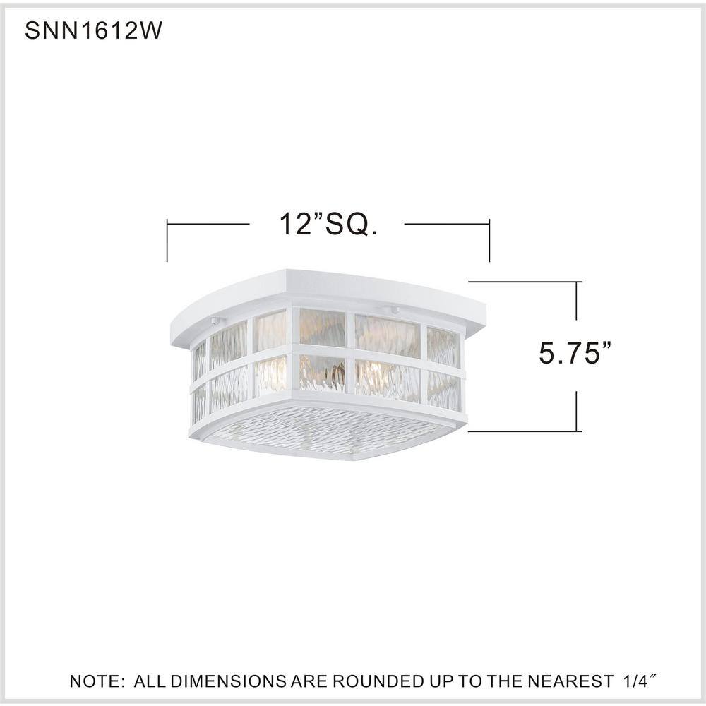 White Glass Outdoor Flush Mount Ceiling Light with Clear Water Panels