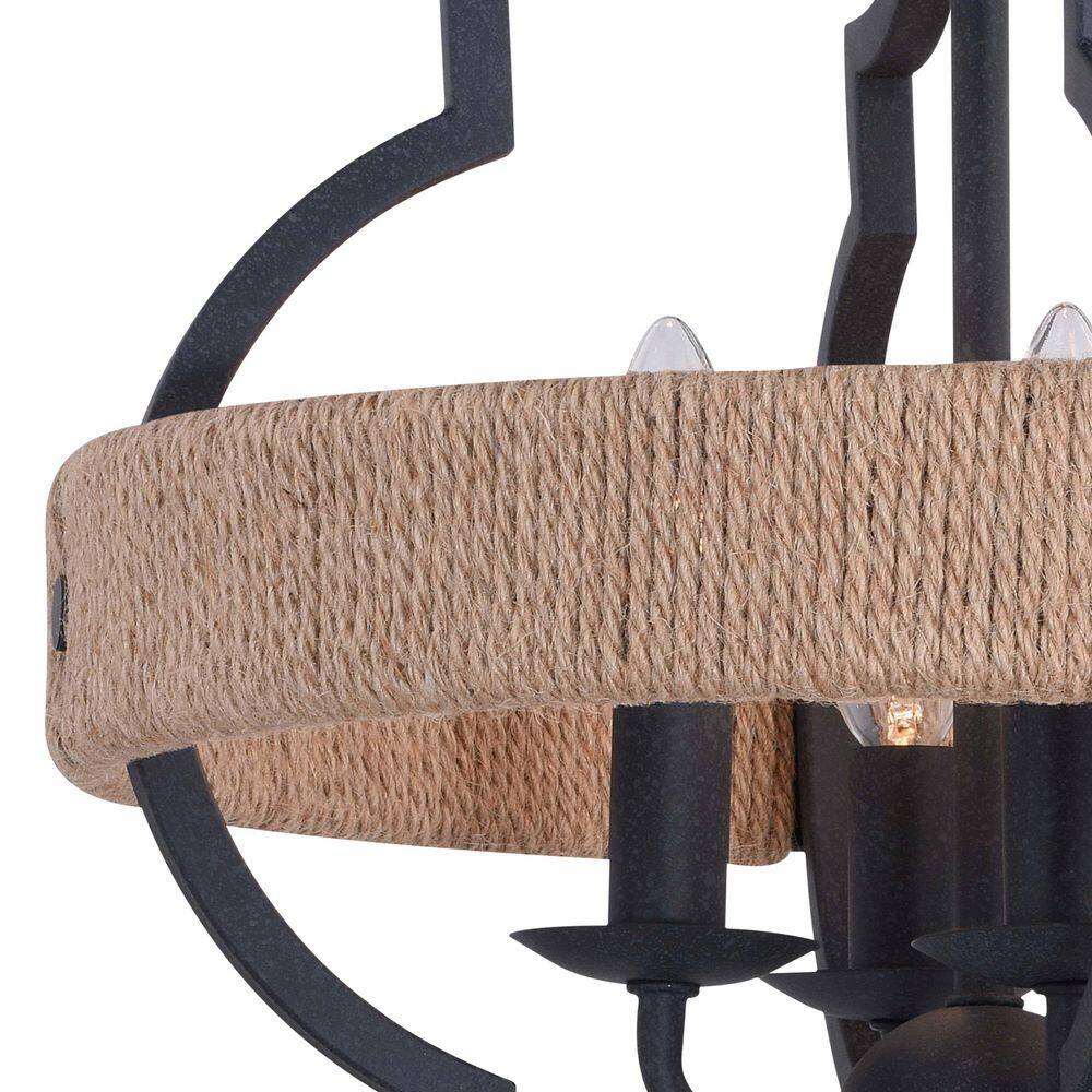 Beaumont 14" Gray and Natural Rope Quatrefoil Semi-Flush Mount