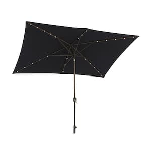 Outdoor 10 ft. x 6.5 ft. Market Solar Tilt Patio Umbrella in Navy Blue