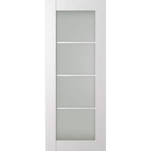 Paola 4 Lite 18 in. x 80 in. No Bore 4-Lite Frosted Glass Bianco Noble Wood Composite Interior Door Slab