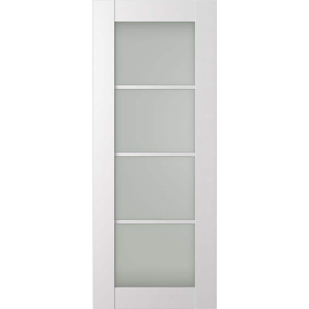 Paola 4 Lite 32 in. x 84 in. No Bore 4-Lite Frosted Glass Bianco Noble Wood Composite Interior Door Slab price history on PriceWatchPro