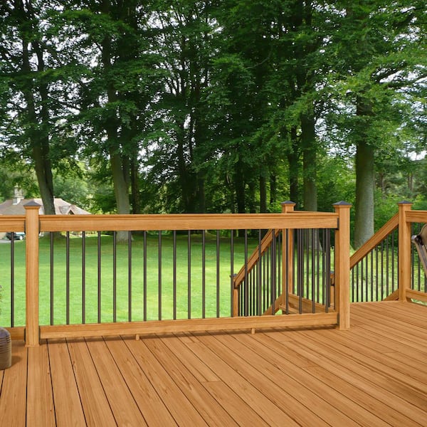 Western Red Cedar 8 ft. Railing Kit with Black Aluminum Balusters