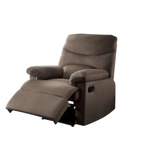 Arcadia Light Brown Woven Fabric Fabric with Wood Frame Recliner